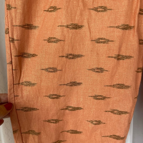 Free People linen aztec print ankle pants.color Peach Size L - Picture 11 of 14